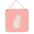 CarolineS Treasures Pink New Zealand White Rabbit Check Metal Print, 6 Inch  Inch  H X 6 Inch  Inch  W