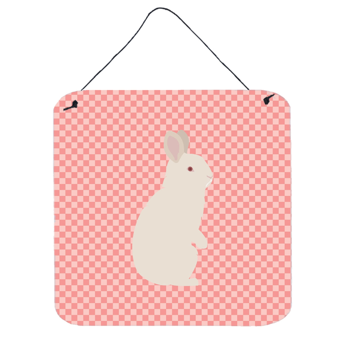 CarolineS Treasures Pink New Zealand White Rabbit Check Metal Print, 6 Inch  Inch  H X 6 Inch  Inch  W