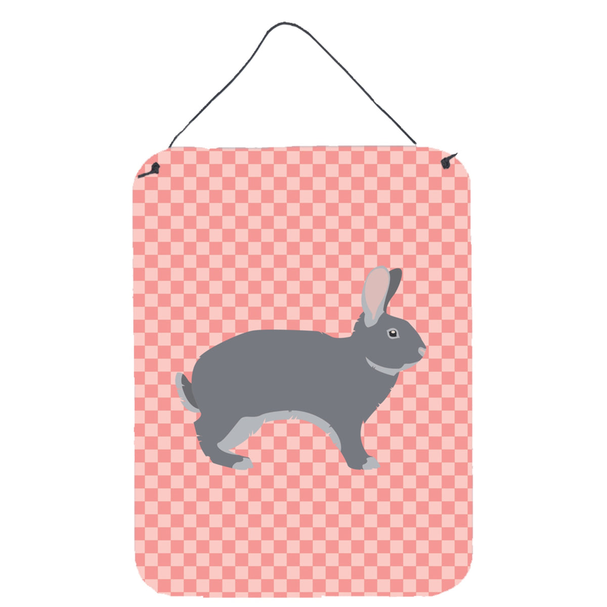 CarolineS Treasures Giant Chinchilla Rabbit Pink Check Metal Print, 16Hx12W, Multicolor