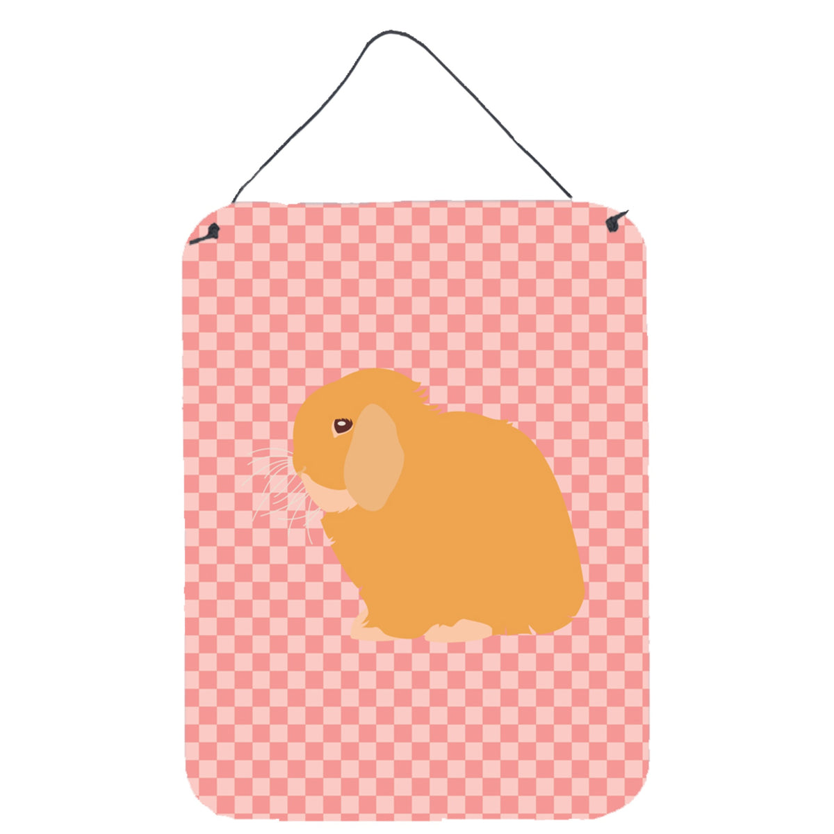 CarolineS Treasures Holland Lop Rabbit Pink Check Metal Print, 16Hx12W, Multicolor