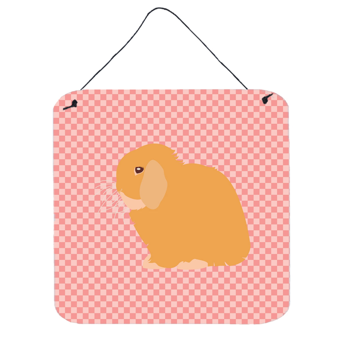 CarolineS Treasures Pink Holland Lop Rabbit Check Metal Print, 6 Inch  Inch  H X 6 Inch  Inch  W