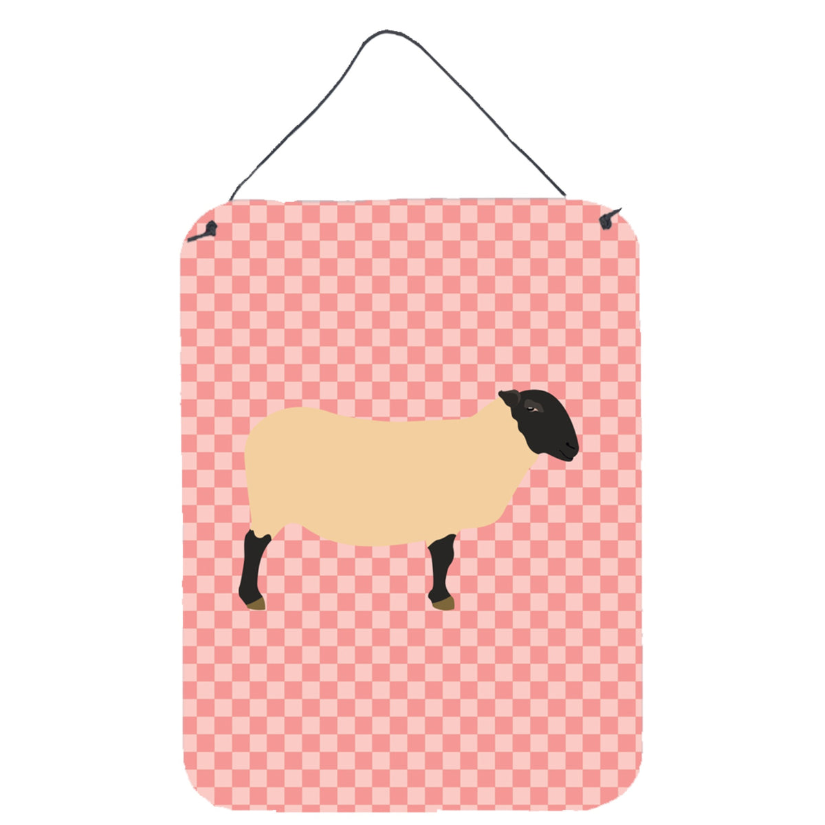 CarolineS Treasures Suffolk Sheep Pink Check Metal Print, 16Hx12W, Multicolor