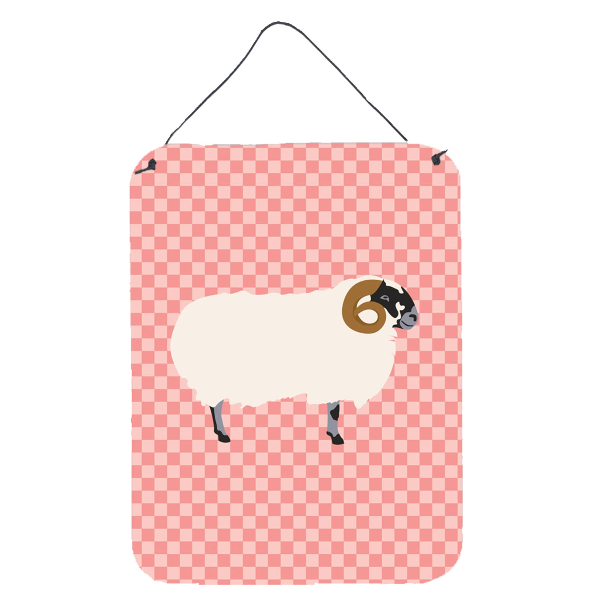 CarolineS Treasures Scottish Blackface Sheep Pink Check Metal Print, 16Hx12W, Multicolor