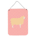 CarolineS Treasures Pink Check English Leicester Longwool Sheep Metal Print, 16Hx12W, Multicolor