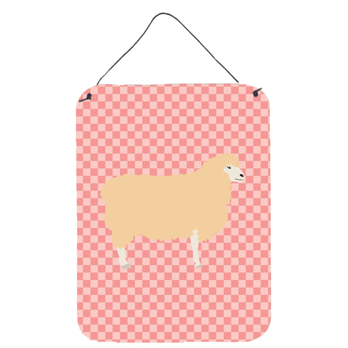 CarolineS Treasures Pink Check English Leicester Longwool Sheep Metal Print, 16Hx12W, Multicolor