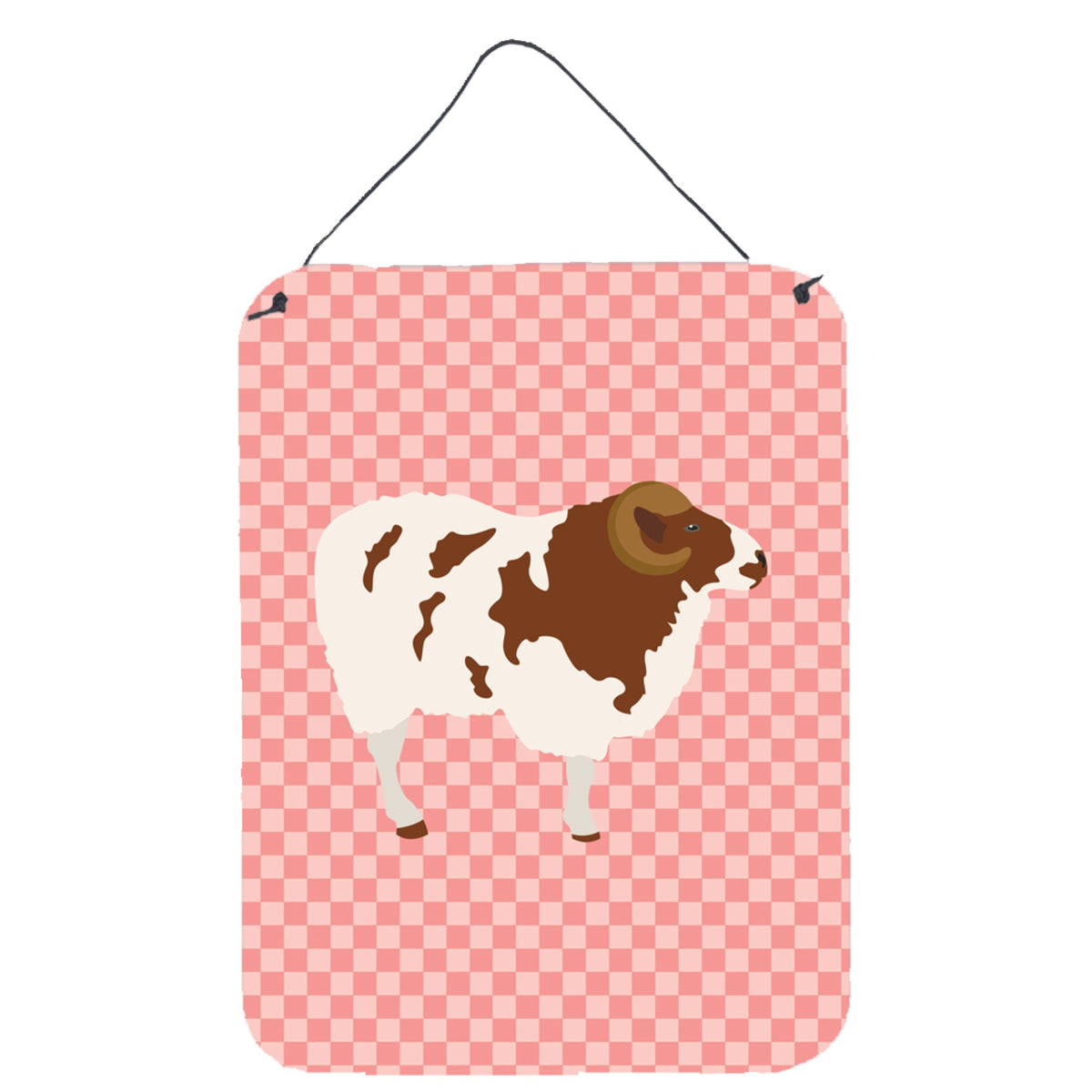 CarolineS Treasures Jacob Sheep Pink Check Metal Print, 16Hx12W, Multicolor