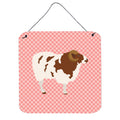 CarolineS Treasures Pink Jacob Sheep Check Metal Print, 6 Inch  Inch  H X 6 Inch  Inch  W