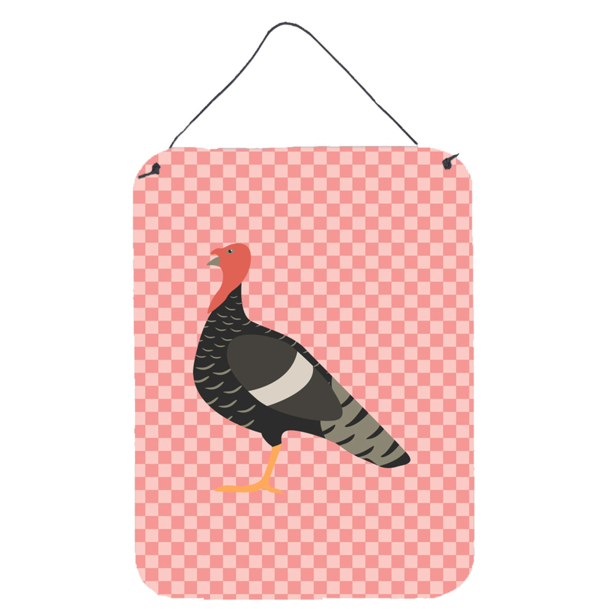 CarolineS Treasures Marragansett Turkey Pink Check Metal Print, 16Hx12W, Multicolor