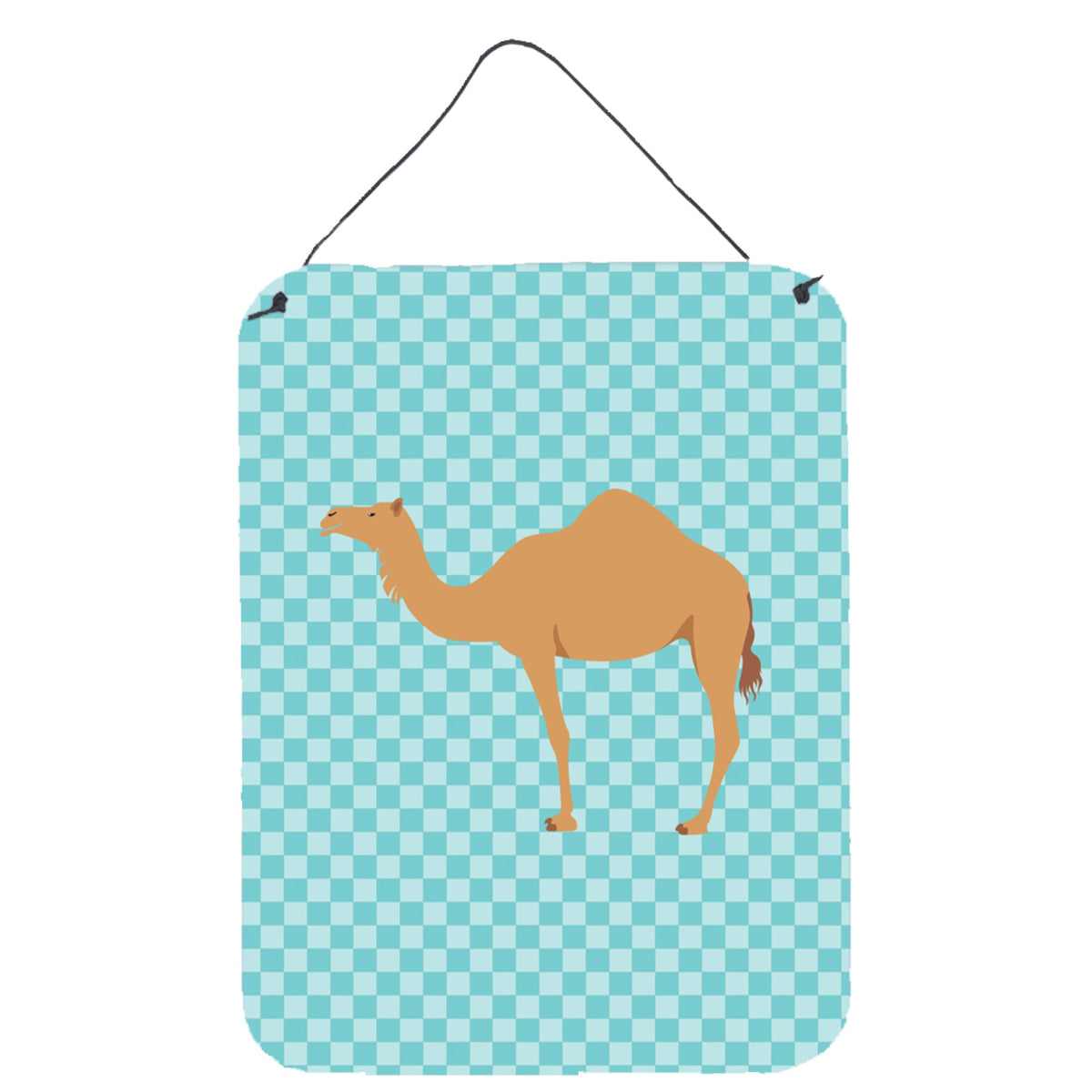 CarolineS Treasures Arabian Camel Dromedary Blue Check Metal Print, 16Hx12W, Multicolor
