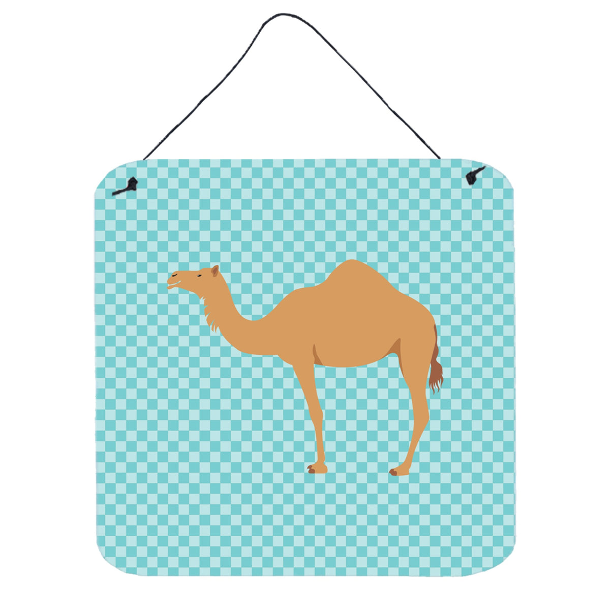 CarolineS Treasures Blue Arabian Camel Dromedary Check Metal Print, 6 Inch  Inch  H X 6 Inch  Inch  W