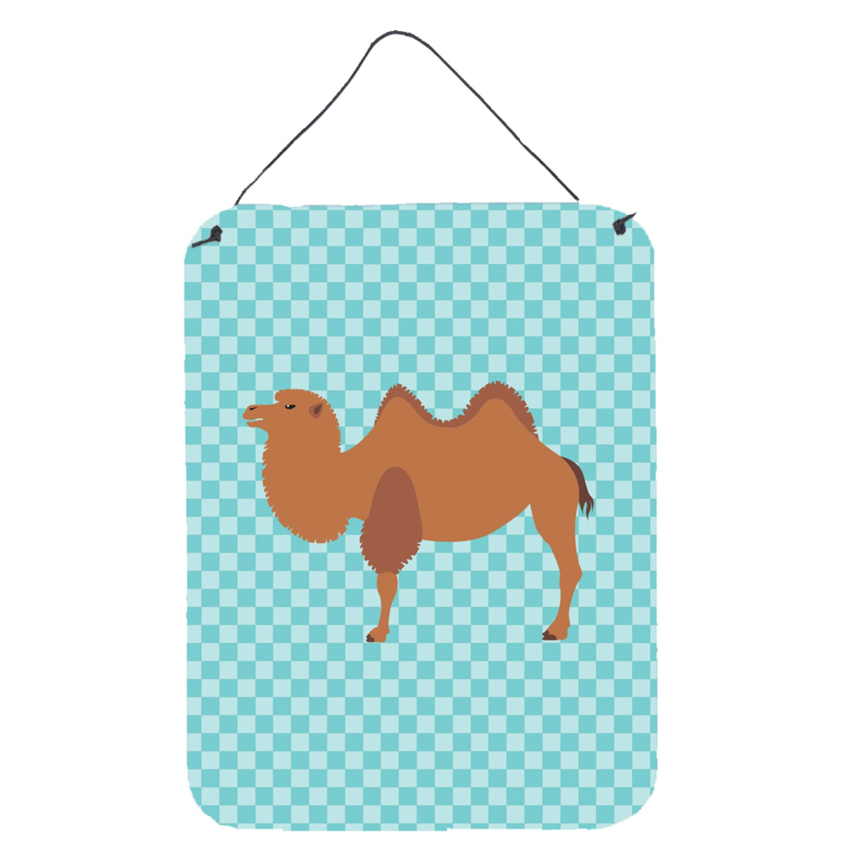 CarolineS Treasures Bactrian Camel Blue Check Metal Print, 16Hx12W, Multicolor