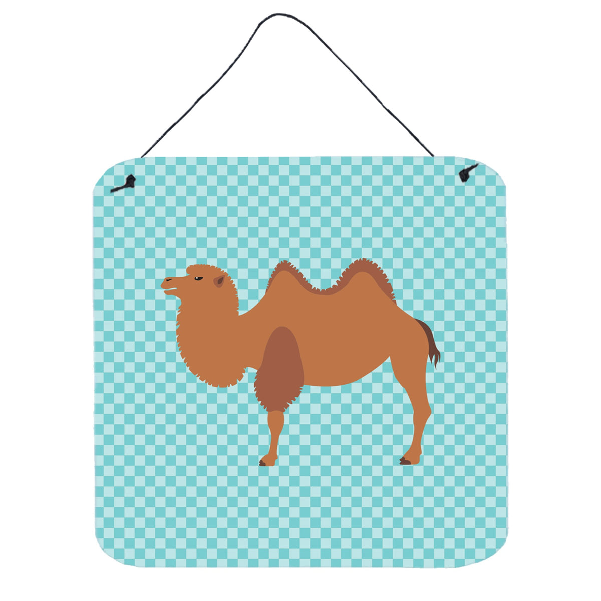 CarolineS Treasures Blue Bactrian Camel Check Metal Print, 6 Inch  Inch  H X 6 Inch  Inch  W