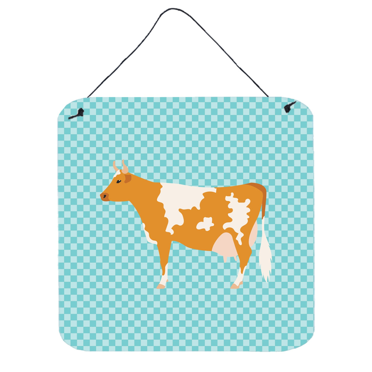 CarolineS Treasures Blue Guernsey Cow Check Metal Print, 6 Inch  Inch  H X 6 Inch  Inch  W