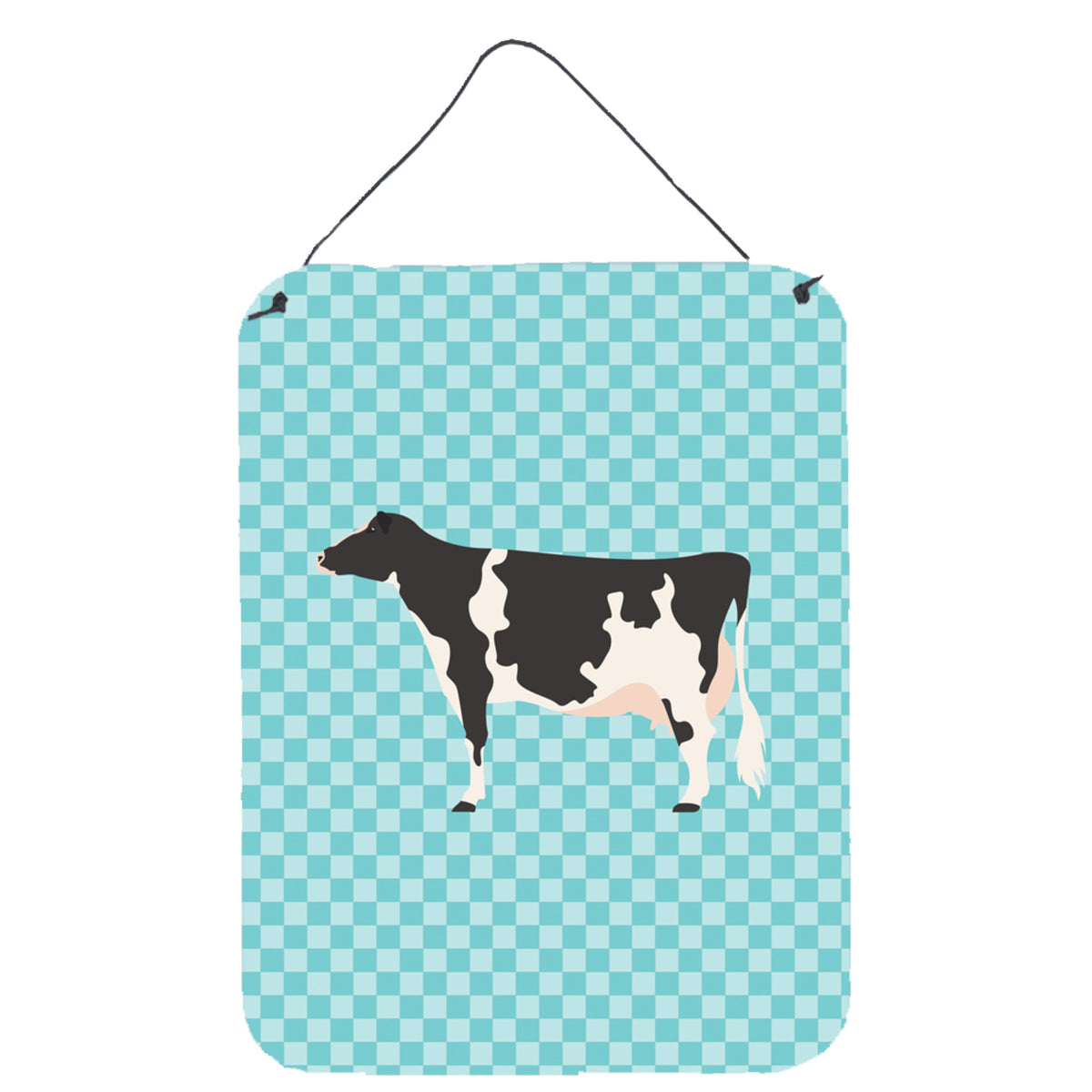 CarolineS Treasures Holstein Cow Blue Check Metal Print, 16Hx12W, Multicolor