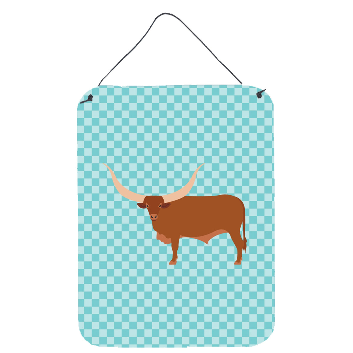 CarolineS Treasures Ankolewatusu Cow Blue Check Metal Print, 16Hx12W, Multicolor