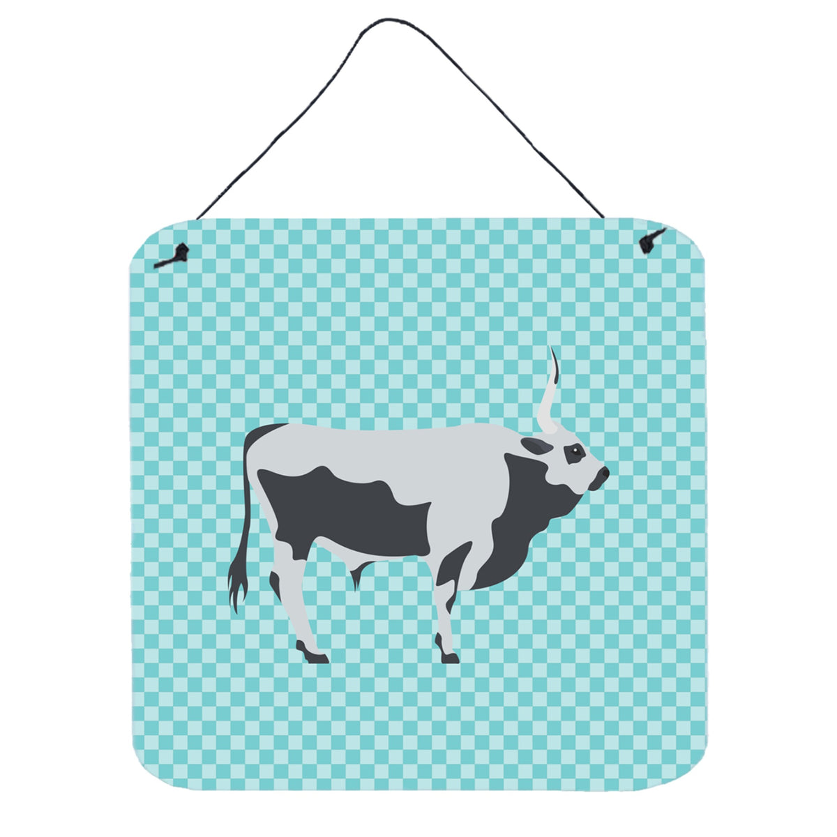 CarolineS Treasures Blue Hungarian Grey Steppe Cow Check Metal Print, 6 Inch  Inch  H X 6 Inch  Inch  W