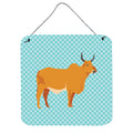 CarolineS Treasures Blue Zebu Indicine Cow Check Metal Print, 6 Inch  Inch  H X 6 Inch  Inch  W