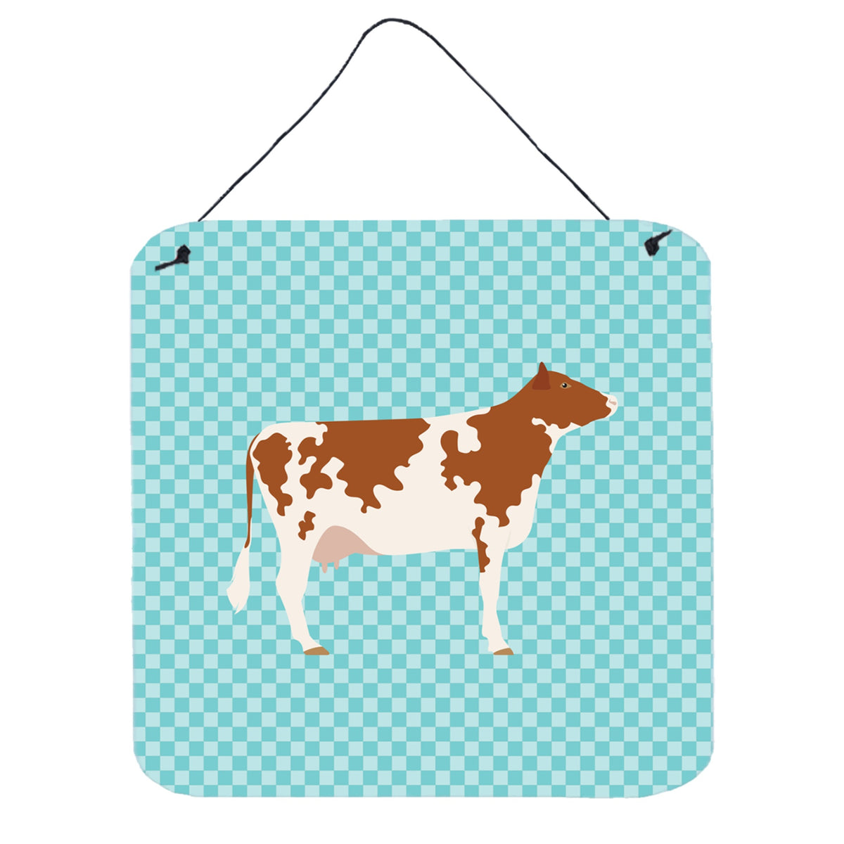 CarolineS Treasures Blue Ayrshire Cow Check Metal Print, 6 Inch  Inch  H X 6 Inch  Inch  W