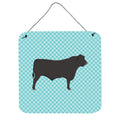 CarolineS Treasures Blue Black Angus Cow Check Metal Print, 6 Inch  Inch  H X 6 Inch  Inch  W