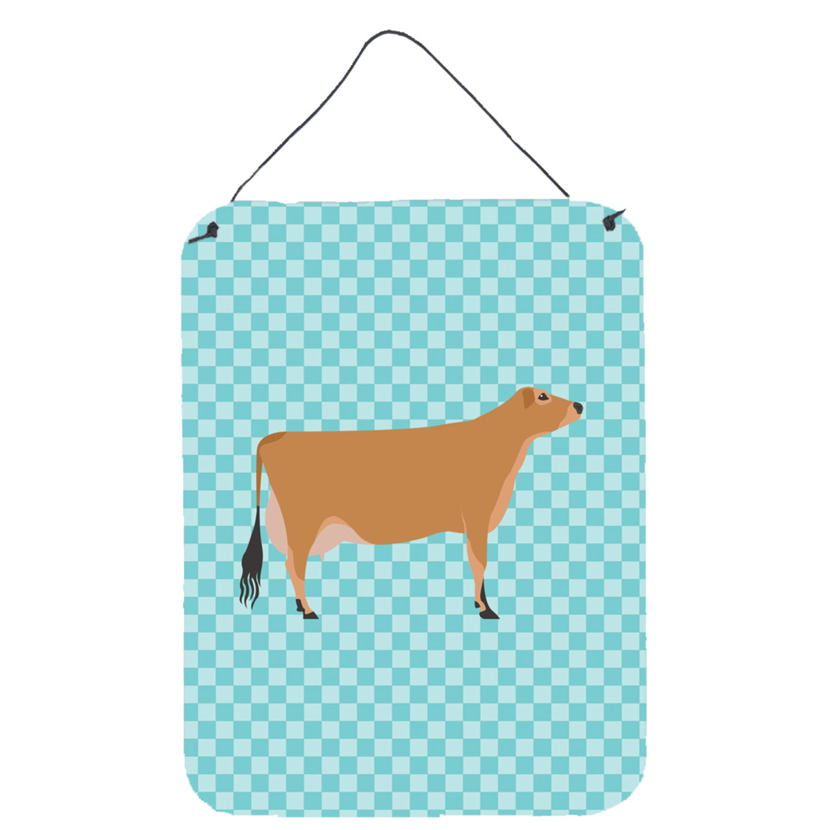 CarolineS Treasures Jersey Cow Blue Check Metal Print, 16Hx12W, Multicolor