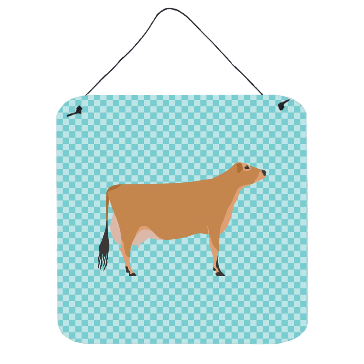 CarolineS Treasures Blue Jersey Cow Check Metal Print, 6 Inch  Inch  H X 6 Inch  Inch  W