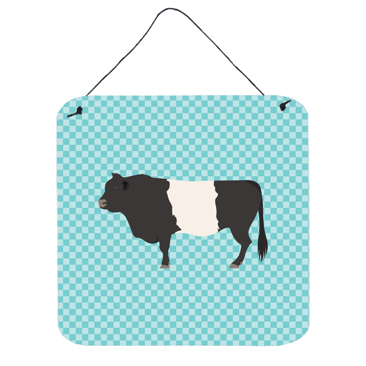 CarolineS Treasures Blue Belted Galloway Cow Check Metal Print, 6 Inch  Inch  H X 6 Inch  Inch  W