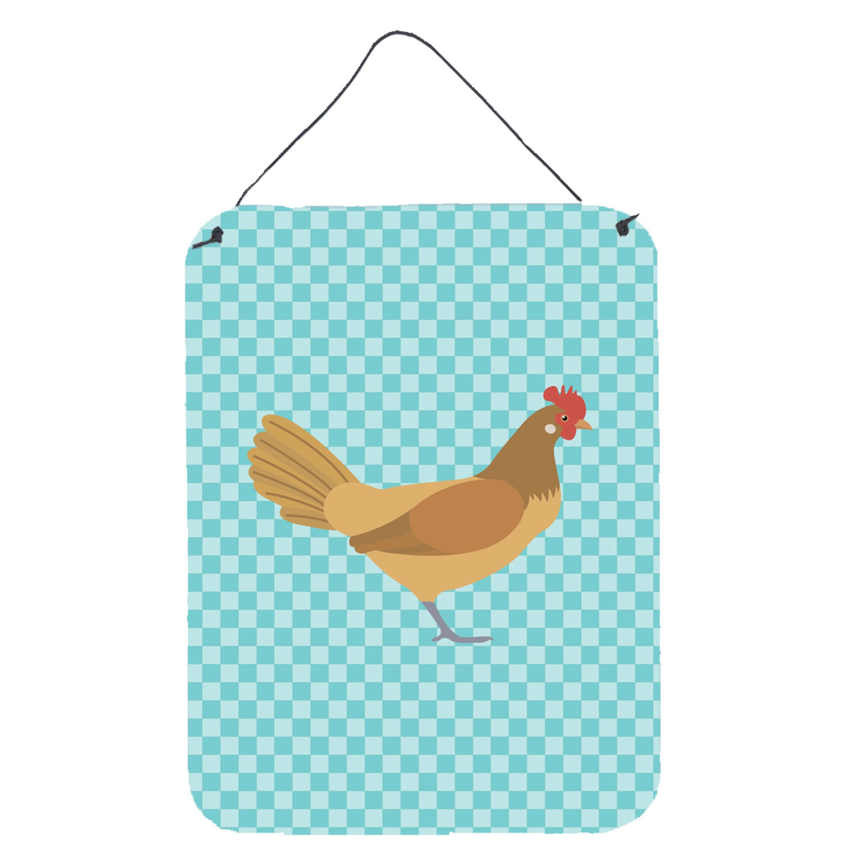 CarolineS Treasures Frisian Friesian Chicken Blue Check Metal Print, 16Hx12W, Multicolor