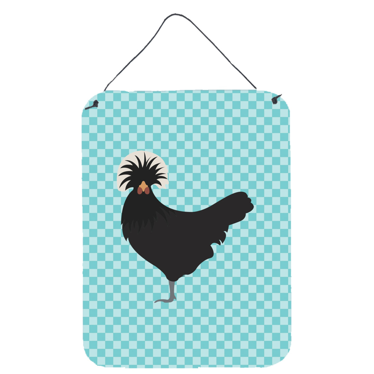 CarolineS Treasures Polish Poland Chicken Blue Check Metal Print, 16Hx12W, Multicolor