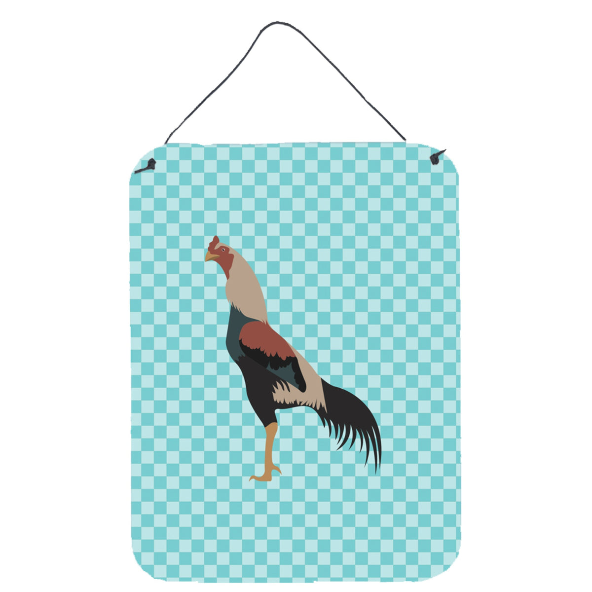 CarolineS Treasures Kulang Chicken Blue Check Metal Print, 16Hx12W, Multicolor