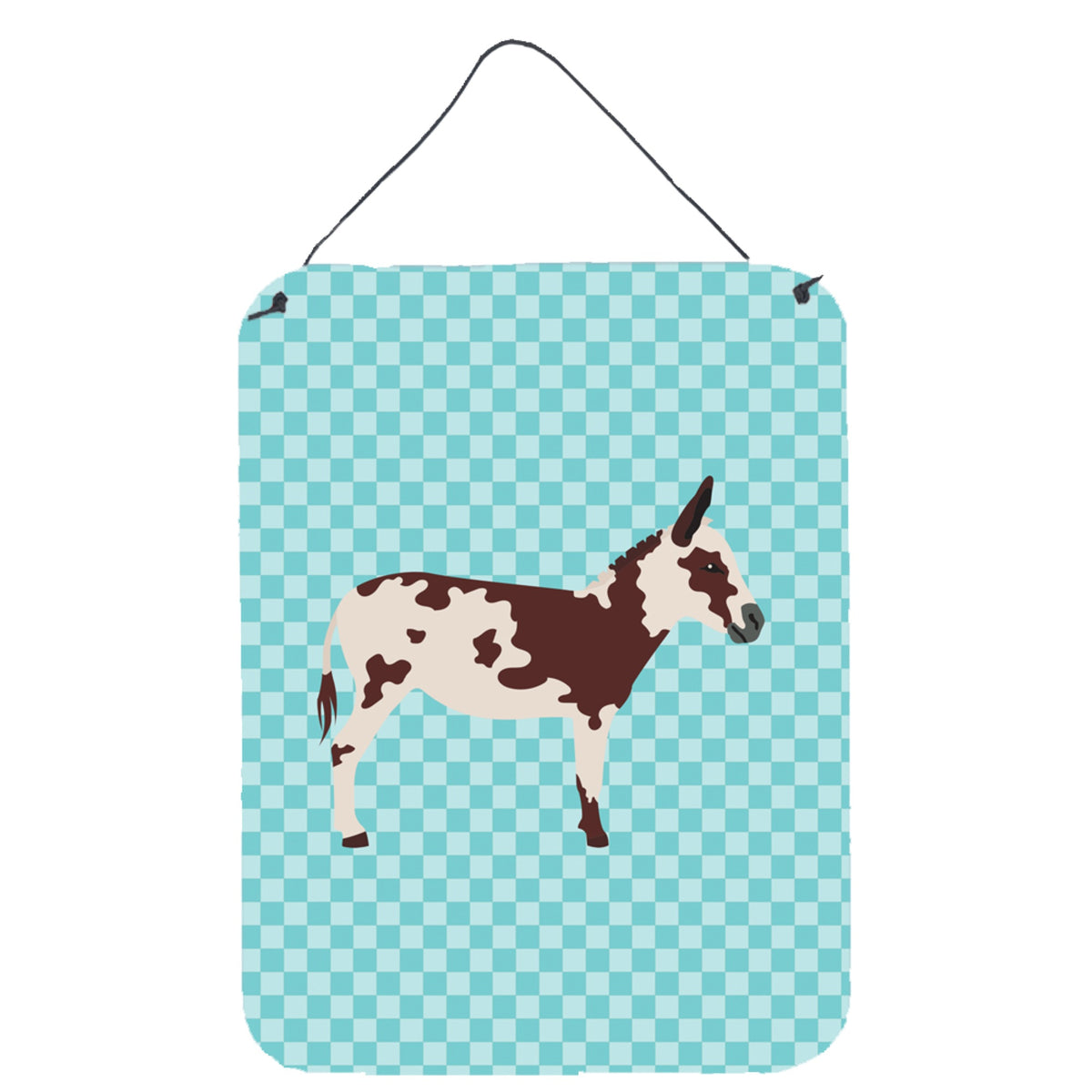 CarolineS Treasures American Spotted Donkey Blue Check Metal Print, 16Hx12W, Multicolor