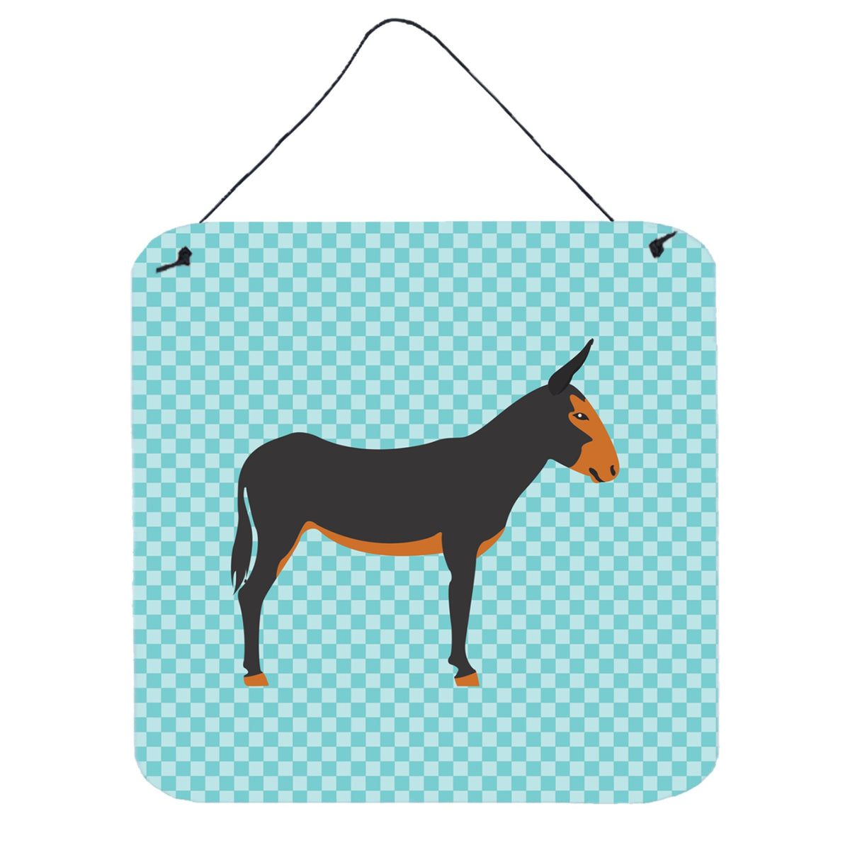 CarolineS Treasures Blue Catalan Donkey Check Metal Print, 6Hx6W