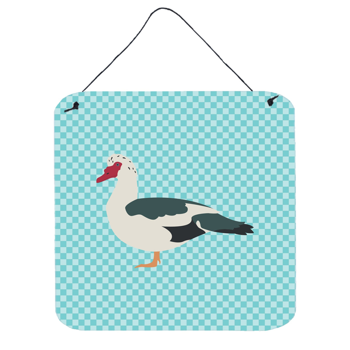 CarolineS Treasures Blue Muscovy Duck Check Metal Print, 6Hx6W
