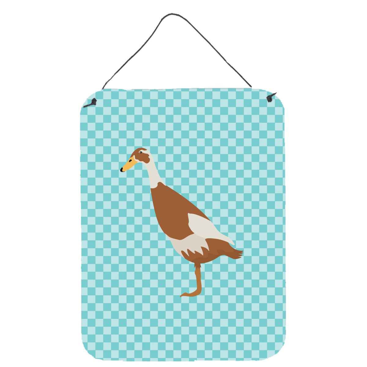 CarolineS Treasures Indian Runner Duck Blue Check Metal Print, 16Hx12W, Multicolor