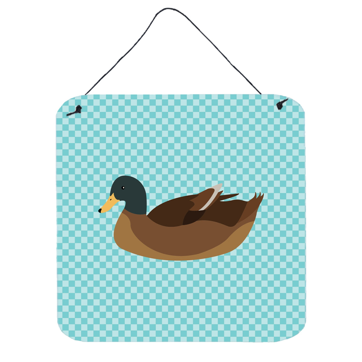 CarolineS Treasures Blue Khaki Campbell Duck Check Metal Print, 6Hx6W