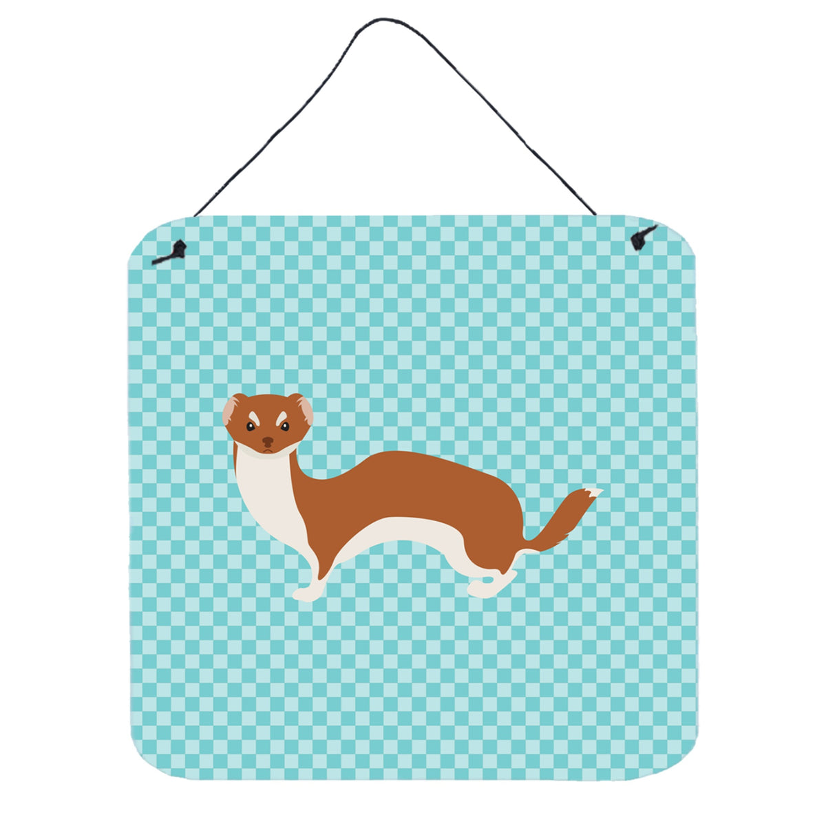 CarolineS Treasures Blue Weasel Check Metal Print, 6Hx6W