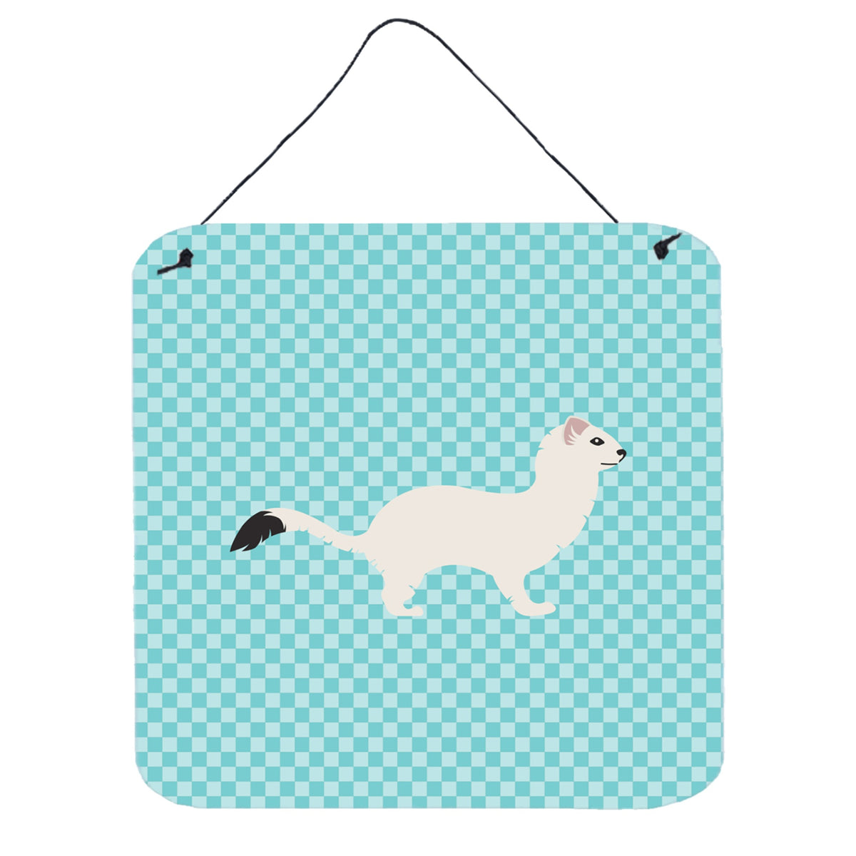 CarolineS Treasures Blue Stoat Shorttailed Weasel Check Metal Print, 6Hx6W