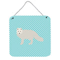 CarolineS Treasures Blue White Arctic Fox Check Metal Print, 6Hx6W