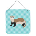 CarolineS Treasures Blue Ferret Check Metal Print, 6Hx6W