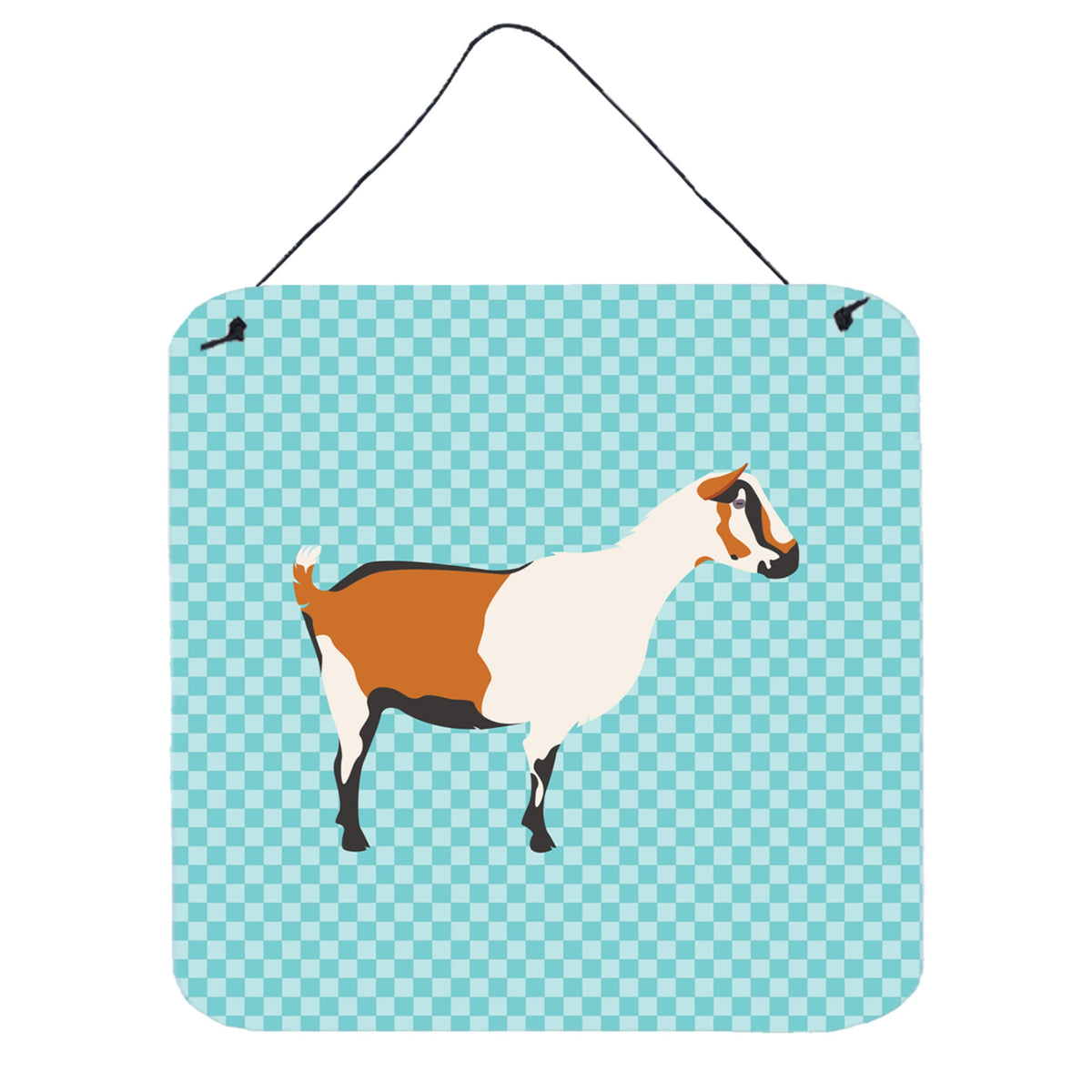 CarolineS Treasures Blue Alpine Goat Check Metal Print, 6Hx6W