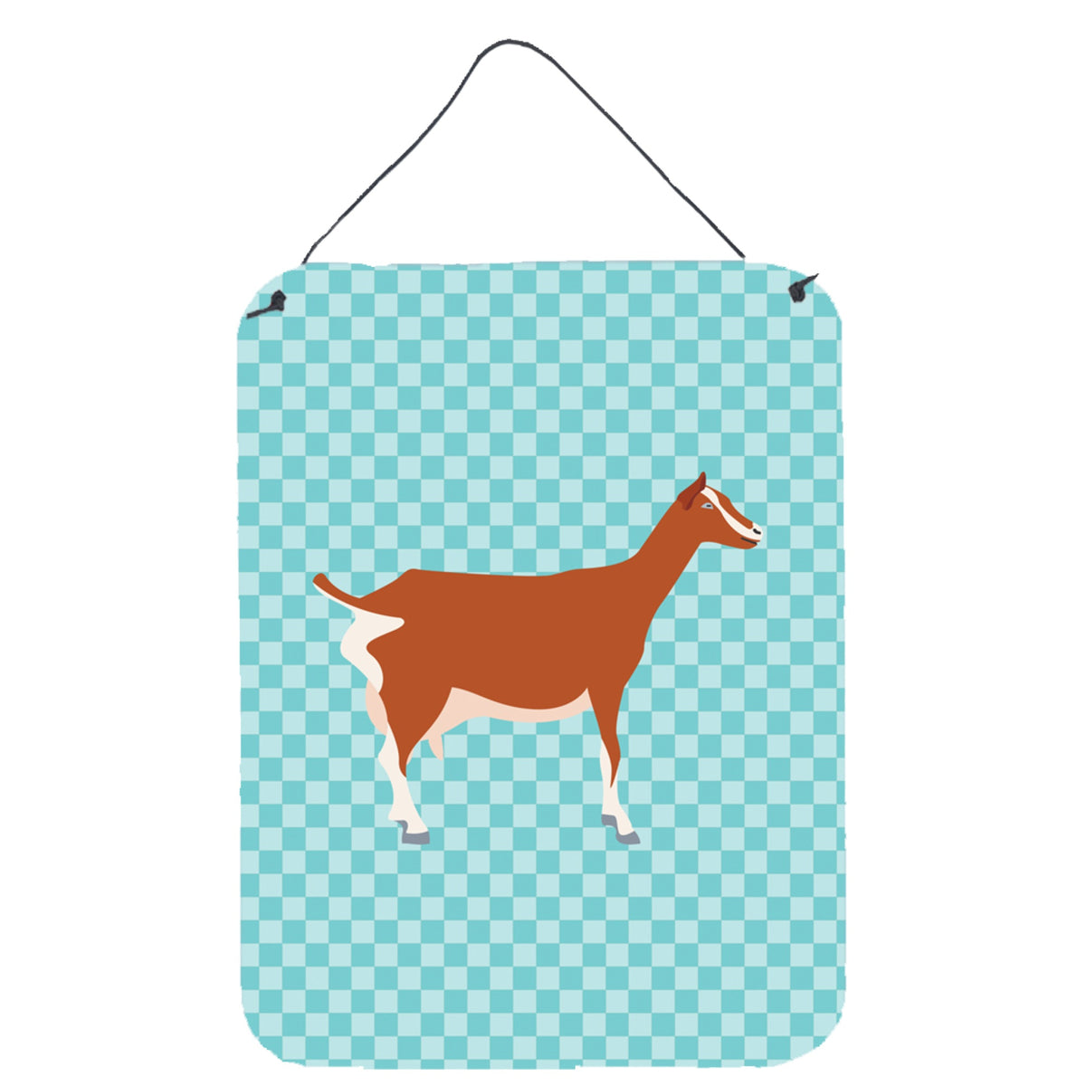 CarolineS Treasures Toggenburger Goat Blue Check Metal Print, 16Hx12W, Multicolor