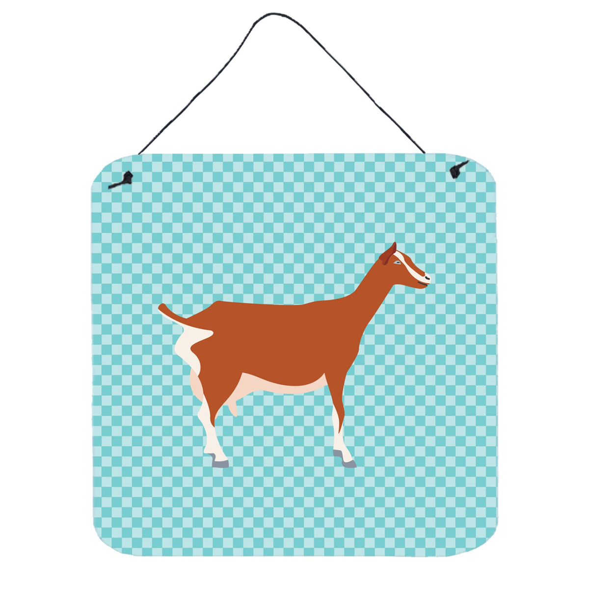 CarolineS Treasures Blue Toggenburger Goat Check Metal Print, 6Hx6W