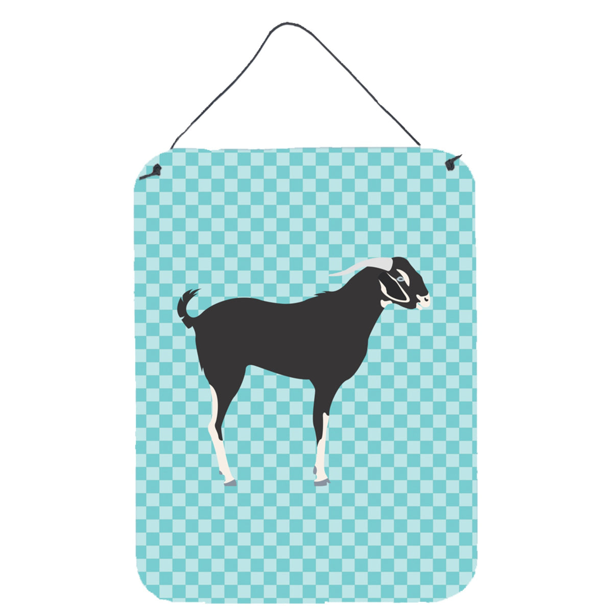 CarolineS Treasures Black Bengal Goat Blue Check Metal Print, 16Hx12W, Multicolor