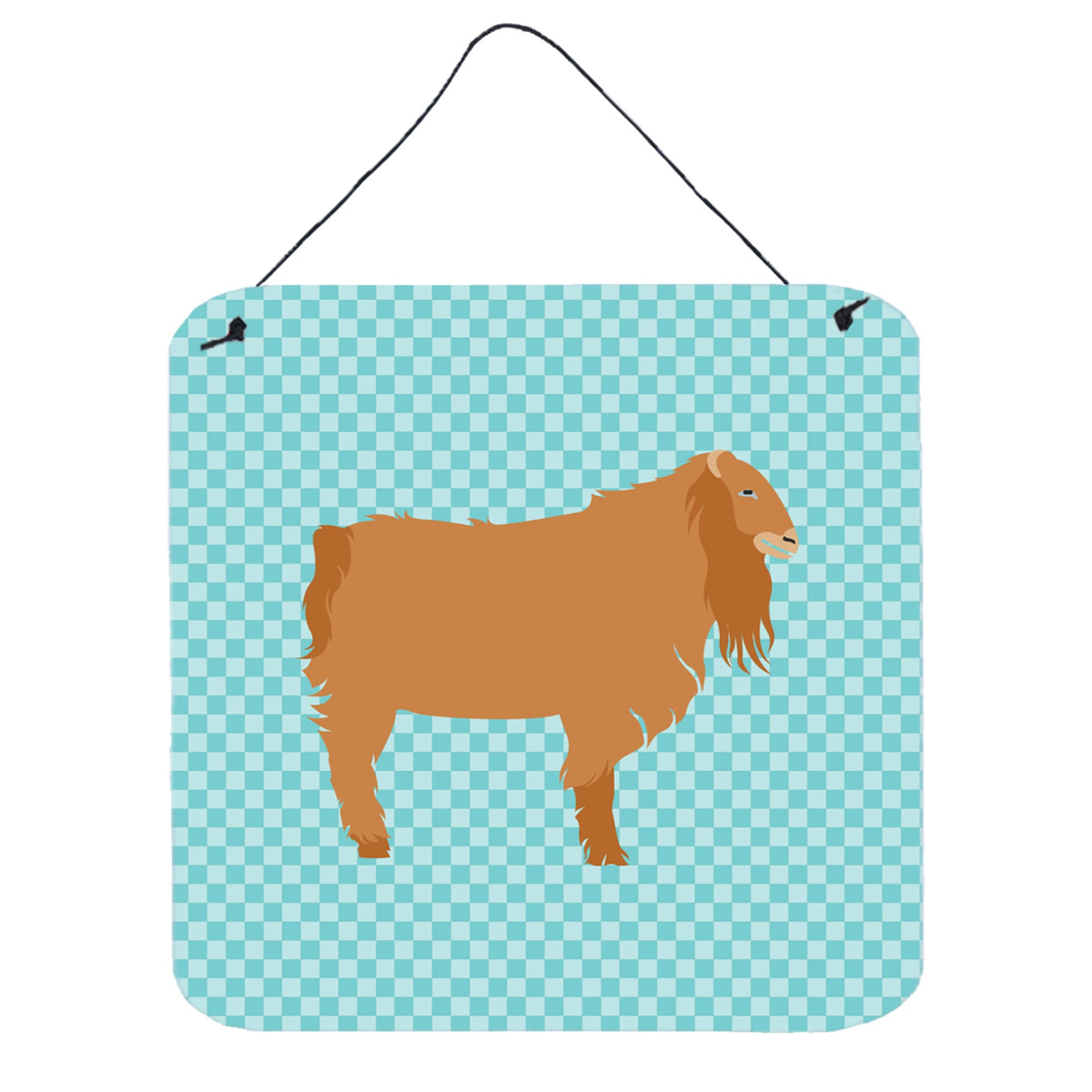 CarolineS Treasures Blue American Lamancha Goat Check Metal Print, 6Hx6W