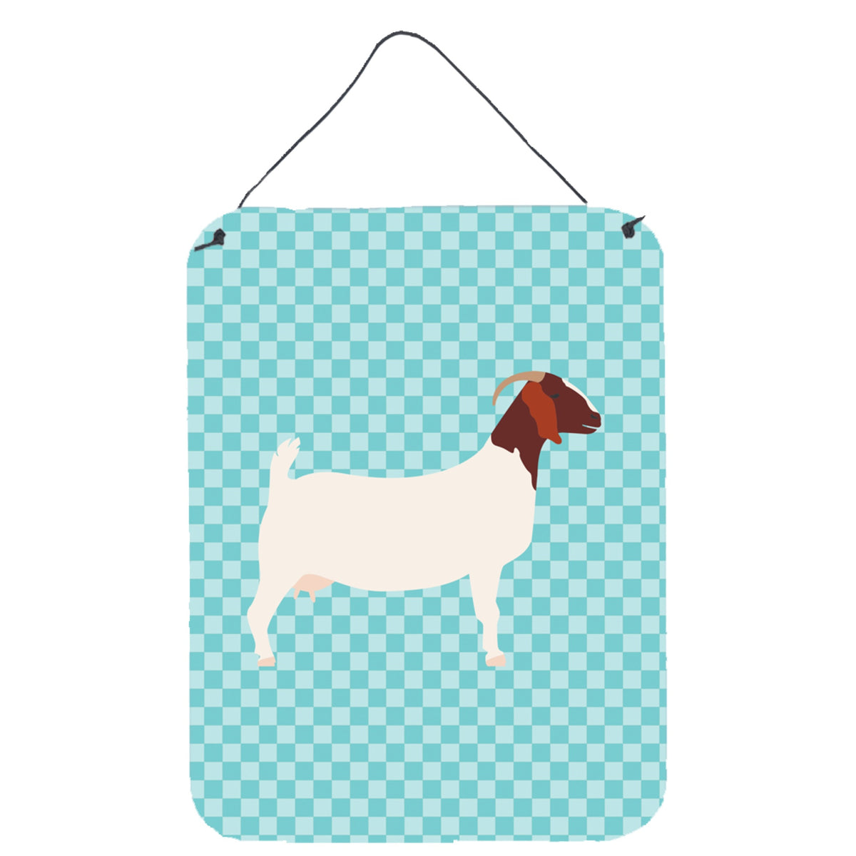 CarolineS Treasures Boer Goat Blue Check Metal Print, 16Hx12W, Multicolor