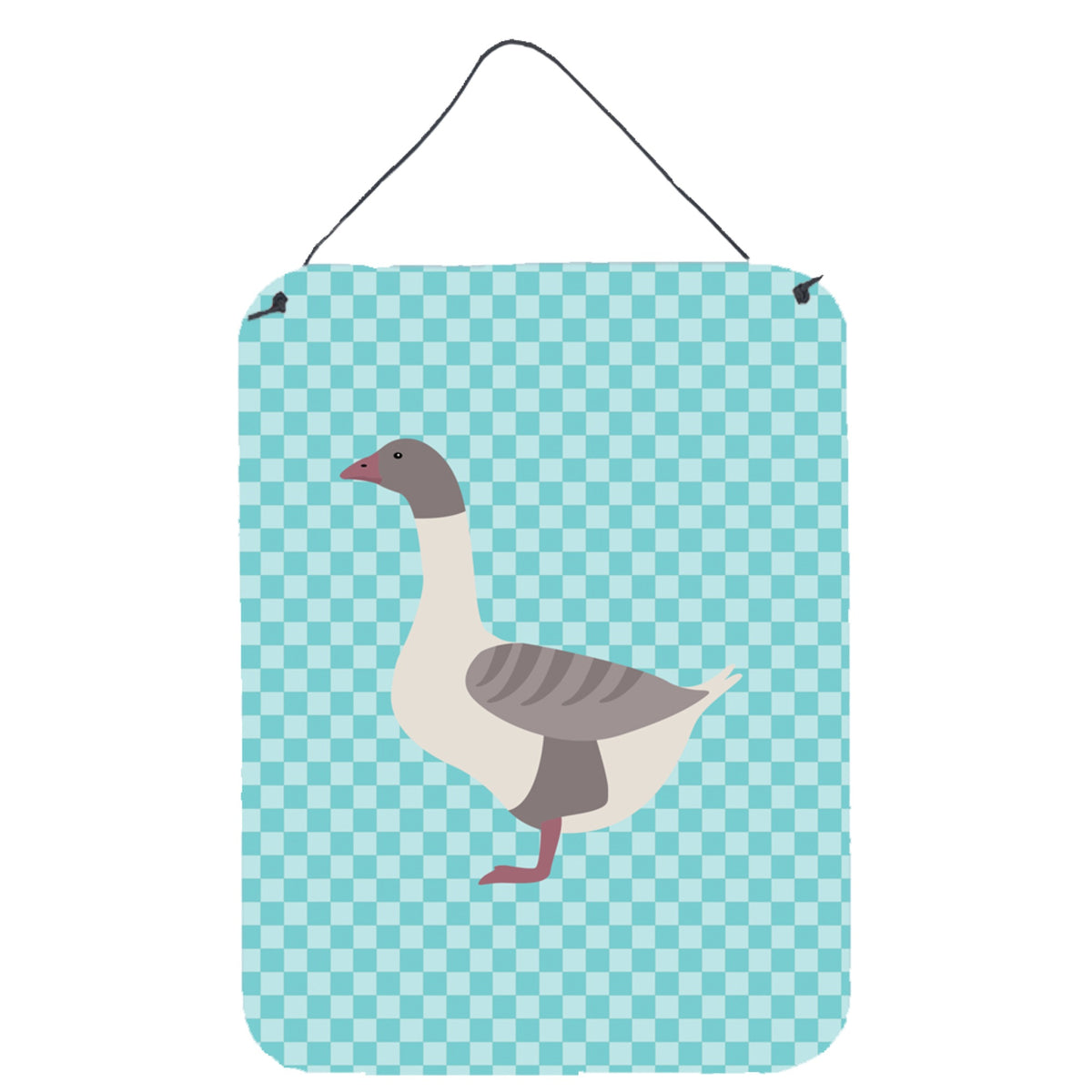 CarolineS Treasures Buff Grey Back Goose Blue Check Metal Print, 16Hx12W, Multicolor