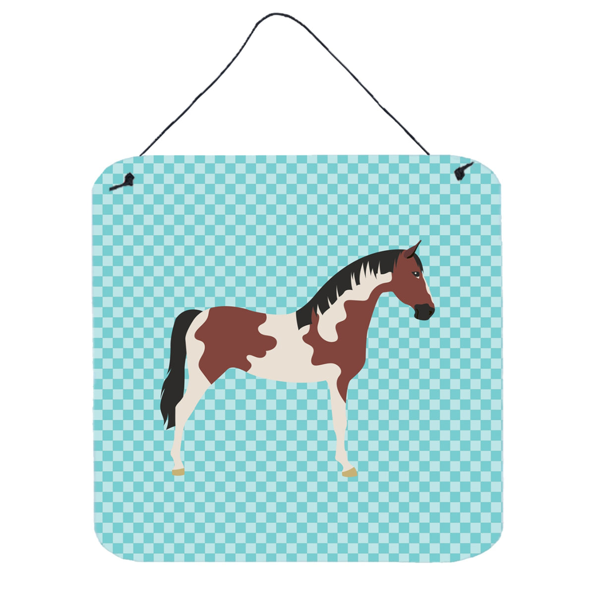 CarolineS Treasures Blue Pinto Horse Check Metal Print, 6Hx6W