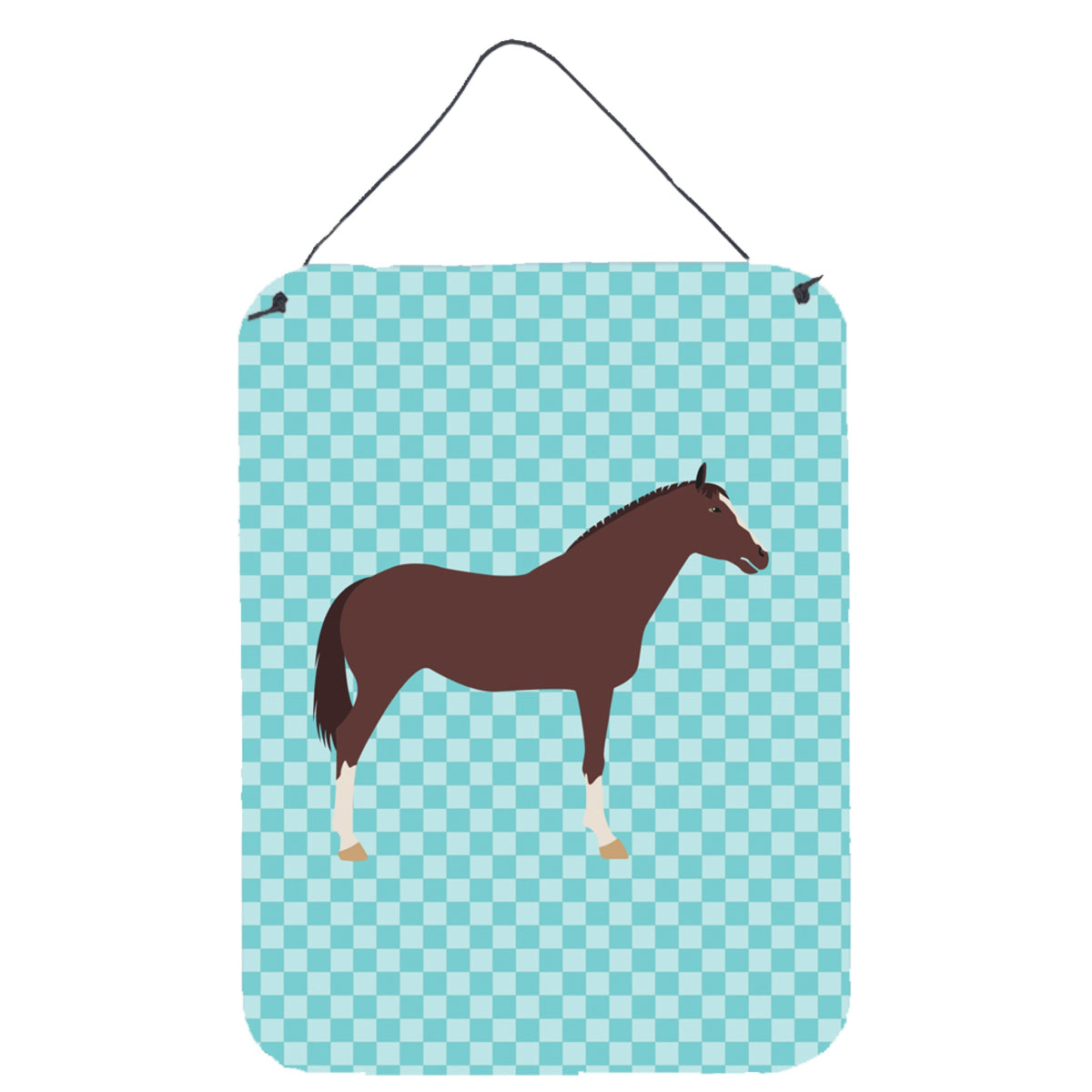 CarolineS Treasures English Thoroughbred Horse Blue Check Metal Print, 16Hx12W, Multicolor