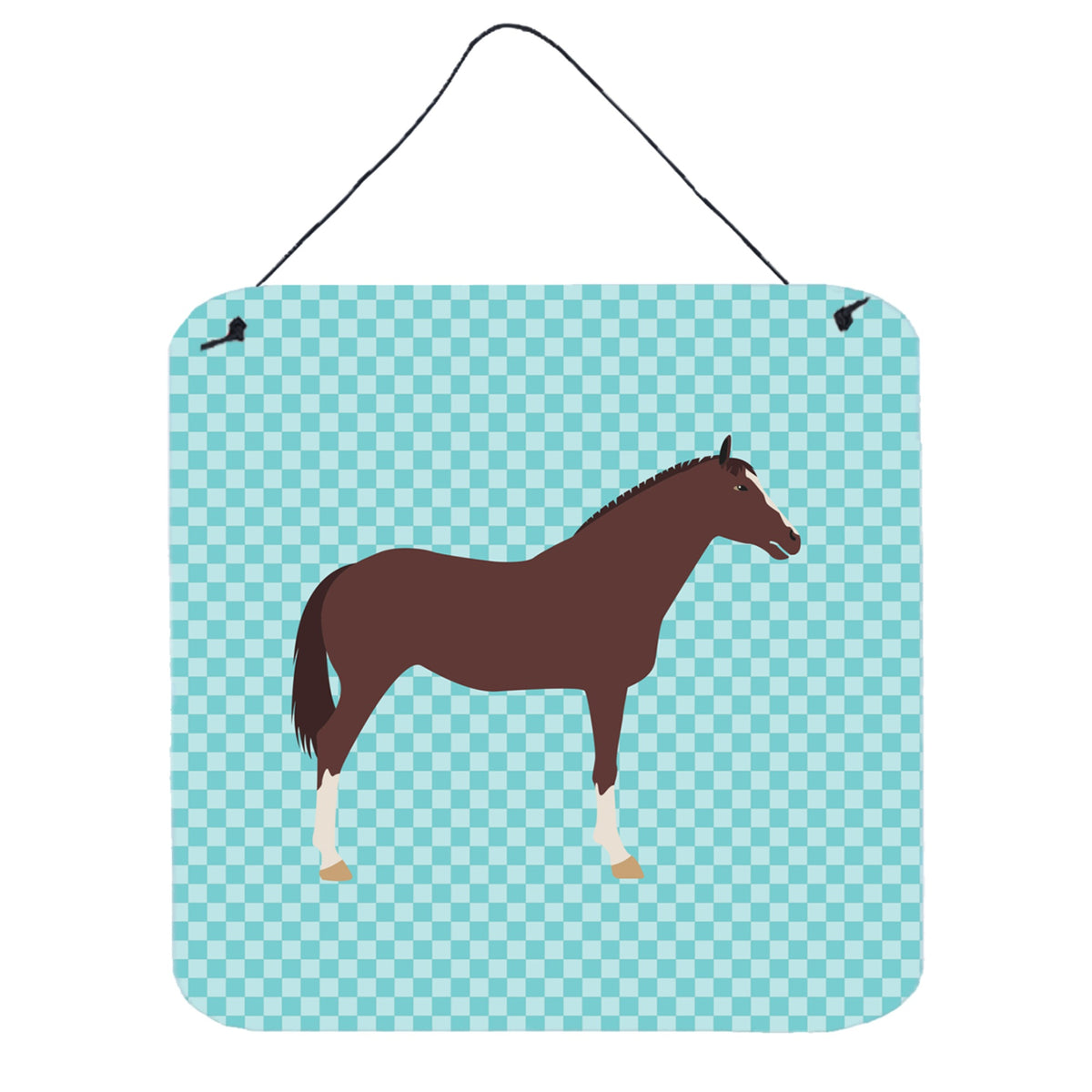 CarolineS Treasures Blue English Thoroughbred Horse Check Metal Print, 6Hx6W