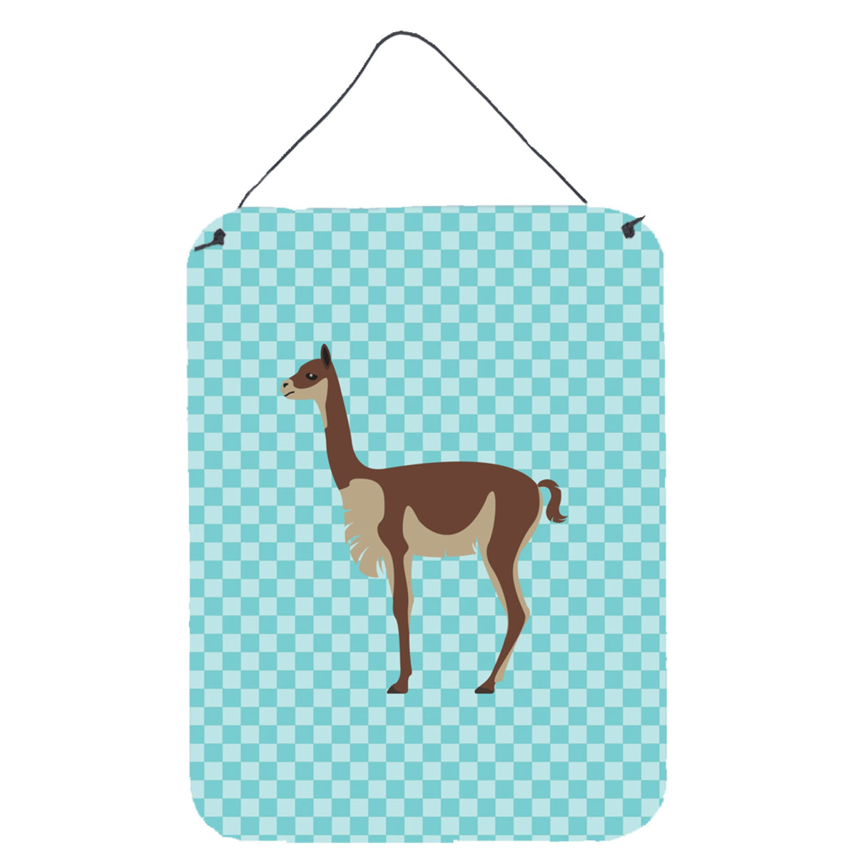 CarolineS Treasures Vicugna Or Vicuna Blue Check Metal Print, 16Hx12W, Multicolor