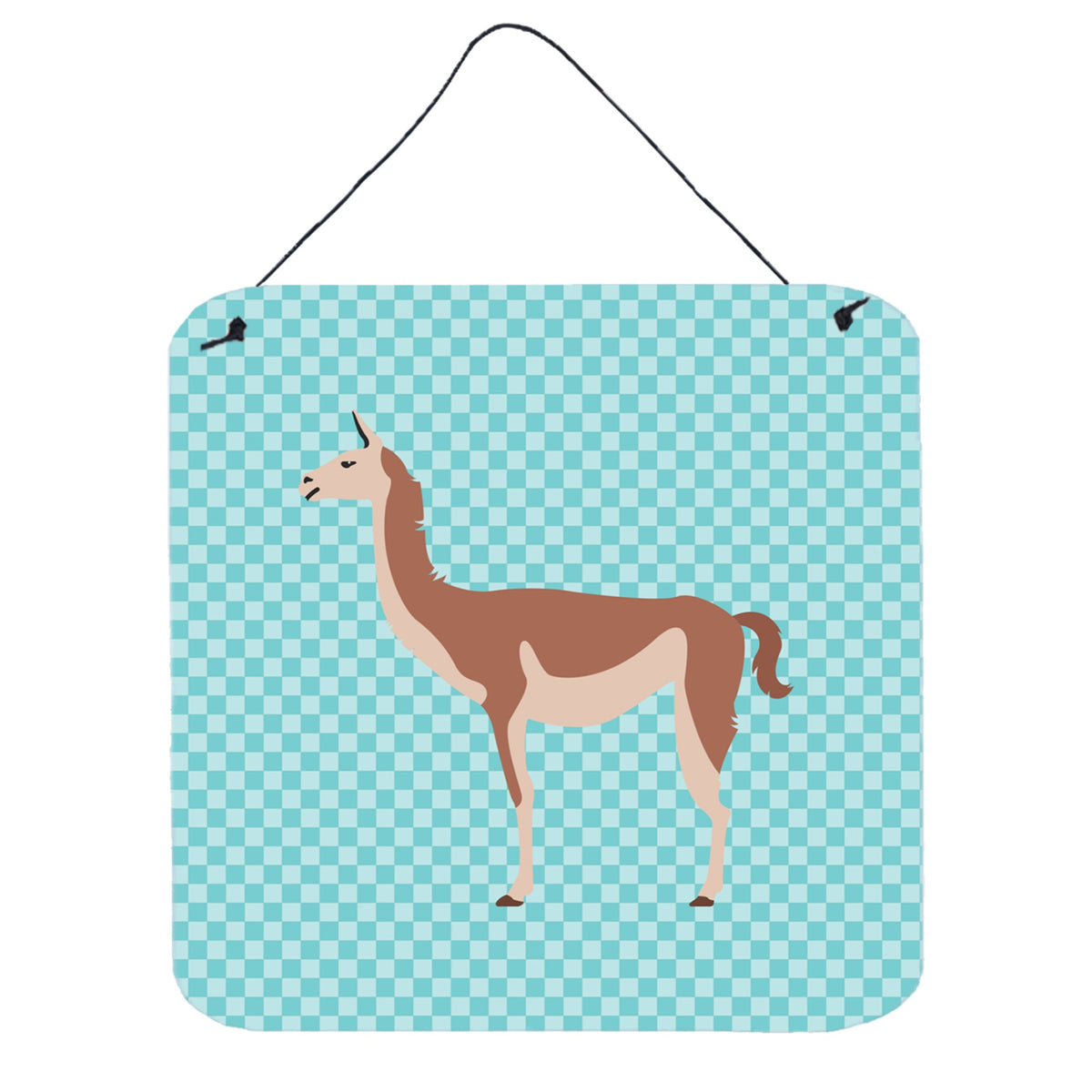 CarolineS Treasures Blue Guanaco Check Metal Print, 6Hx6W